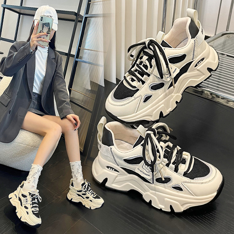 Women's Sports Shoes Ins Korean Style Thick-Soled Single-Layer Dad Shoes 2026 Spring and Autumn New Model Student Height-Increasing Casual Shoes Women's Sports Shoes Ins Korean Style Thick-Soled Single-Layer Dad Shoes 2026 Spring and Autumn New Model Student Height-Increasing Casual Shoes