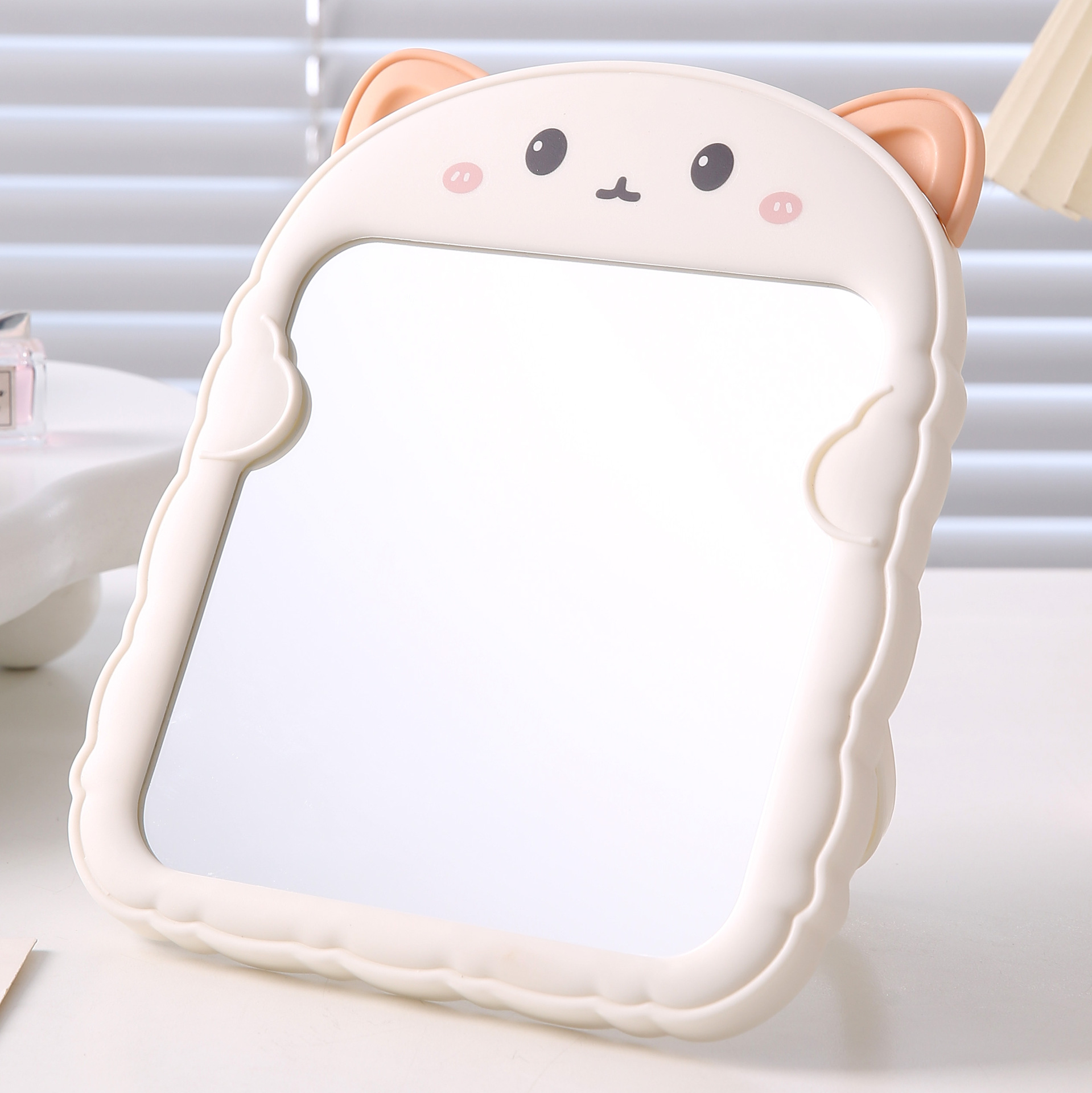 Espejo de maquillaje encantador para el hogar colgado en la pared, espejo de vestir para niños, espejo de escritorio para estudiantes de plástico plegable grande