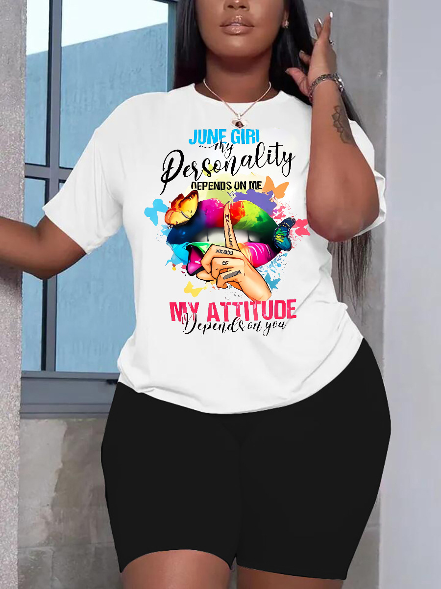 2024 Women's Wear Short Sleeved T-shirt Shorts Large Loose Print Set_voghion.com