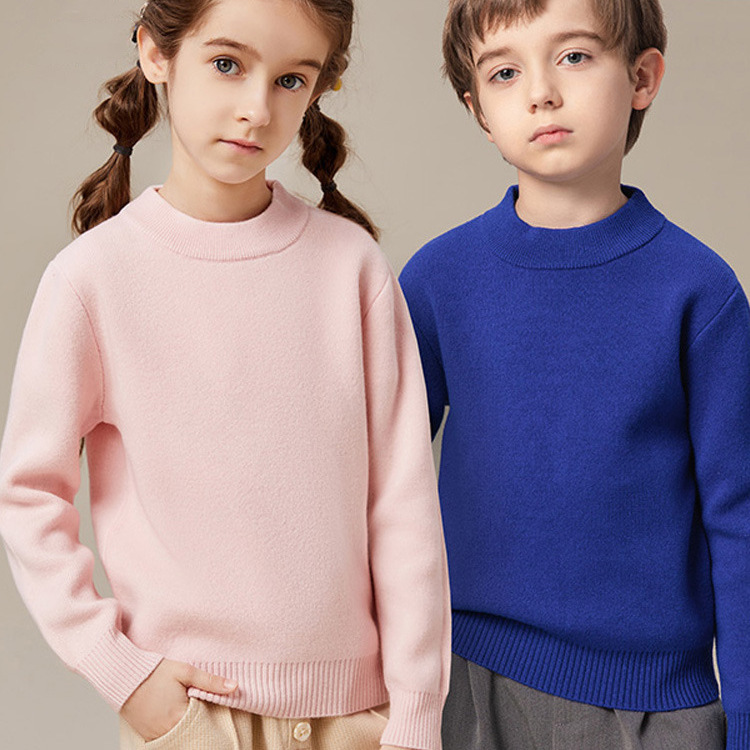 Children's Woolen Sweater Autumn and Winter Round Neck Red Sweater for Boys and Girls Middle and Big Children Warm Sweater YGT2299