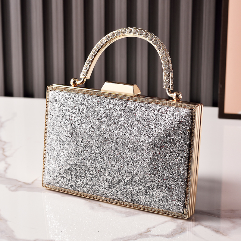 Nueva bolsa de cena de sequillas de oro de alto nivel Europa y América de moda transfronteriza con diamantes de mano bolsa de vestido de fiesta fábrica directa