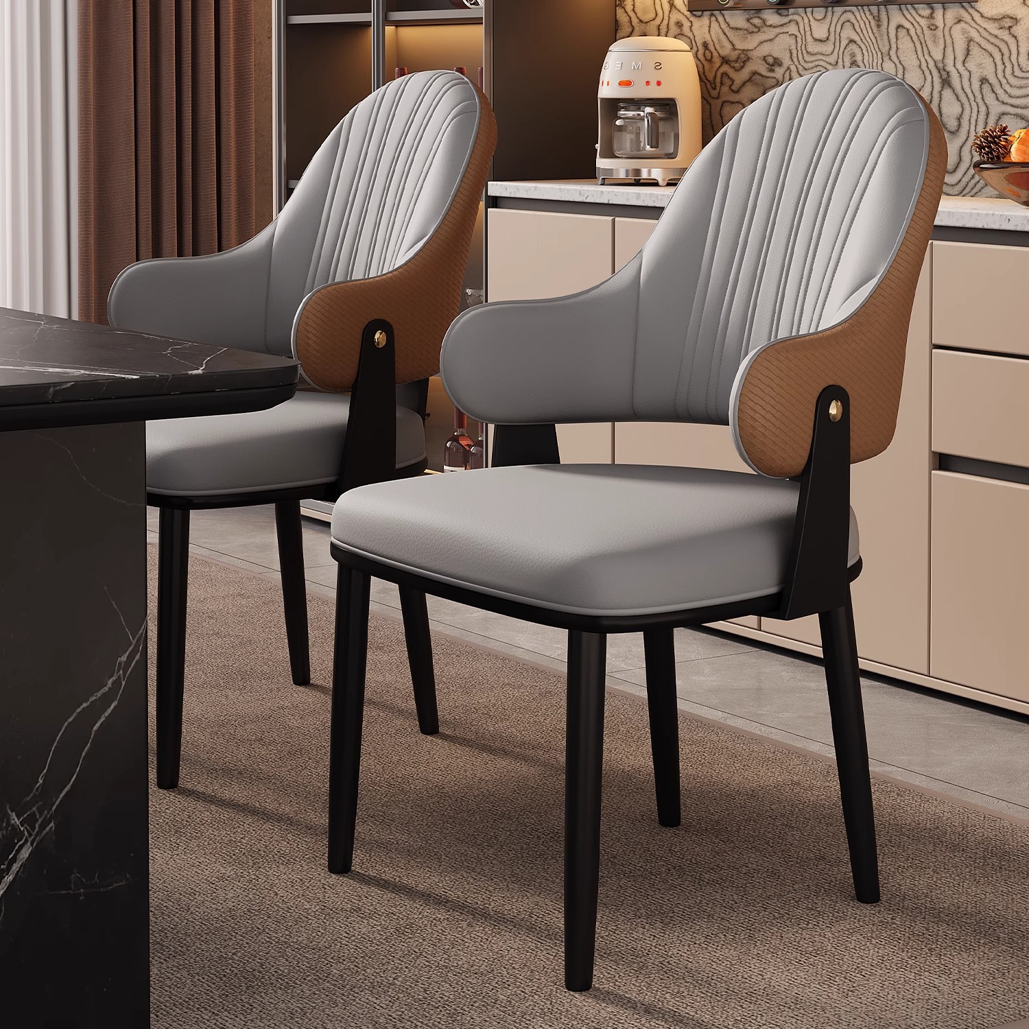 Medieval Style Dining Chair, Light Luxury Home Backrest Chair, Modern Simple Small Apartment Dining Table and Chair, Island Hotel Restaurant Stool