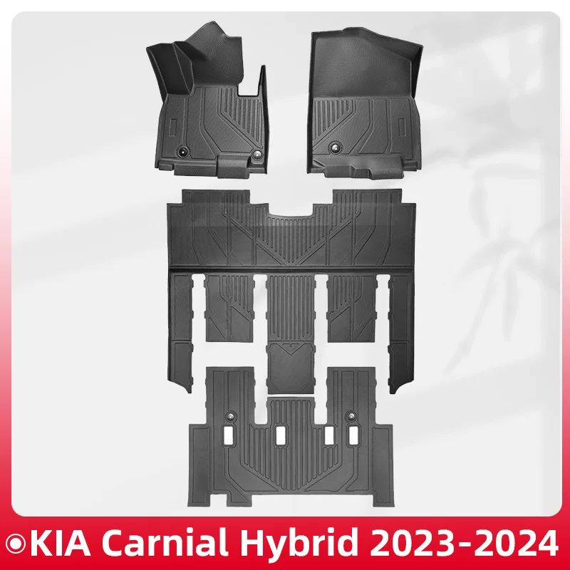 Подходит для Kia KlA Carnival 7-местный, 23-24 гибрид, TPE, напольный коврик, 3D, всепогодный материал