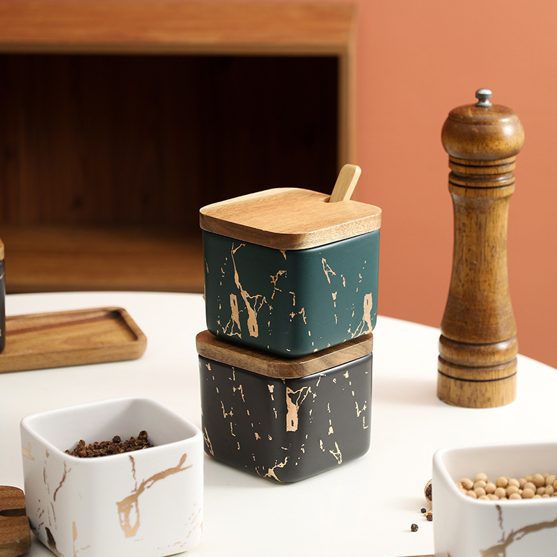 Creativo simple madera sólida condimento lata conjunto de combinación de estilo nórdico al por mayor