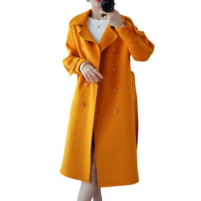 Женское trench coat, кашемирово-шерстяной смесью, средняя длина, оверсайз, увеличенная толщина
