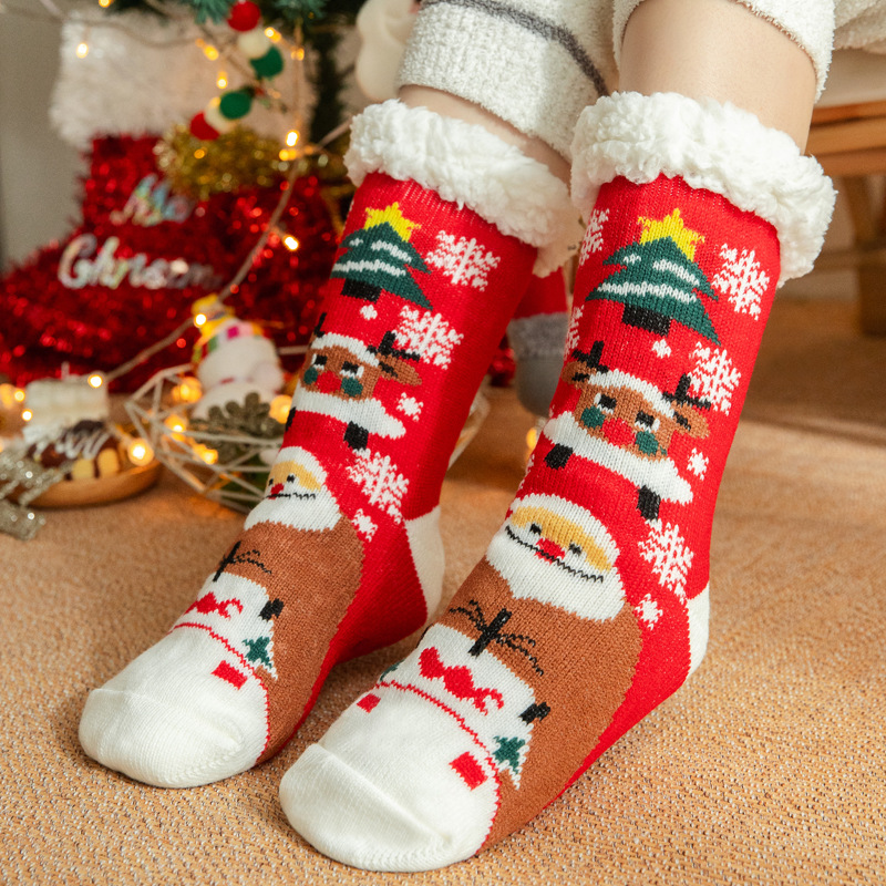 Calcetines de lana de cordero para mujer, para invierno y Navidad, calcetines antideslizantes para adultos, para interiores, para la nieve, para la alfombra, para el hogar. image 15