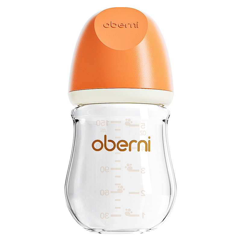 Biberón de Vidrio Anti-cólicos para Bebé 0-6 Meses de Vidrio de Borosilicato Boca Ancha