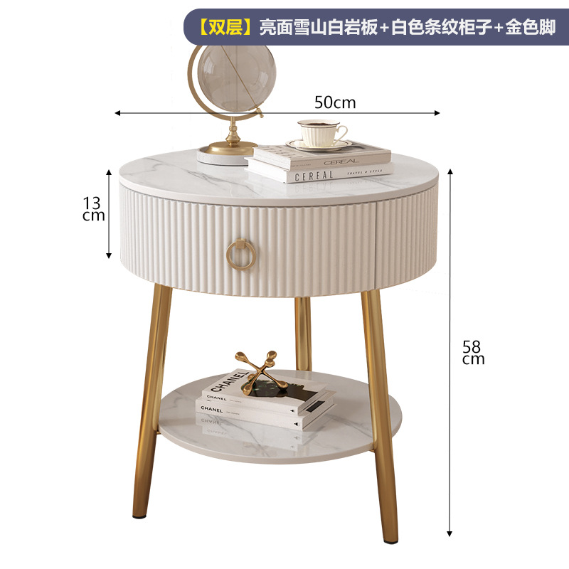 2단 흰색 줄무늬 캐비닛 + 스노우 마운틴 화이트(50cm)