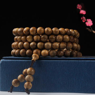 奇楠沈香手串108顆 電白綠棋楠沈香佛珠手串 迦南沈香木念珠手鏈