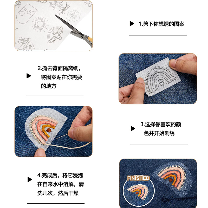 Factory direct sales A4 size glue-backed water-soluble non-woven fabric sticky tearable embroidery stabilizer cutting printing paper wholesale