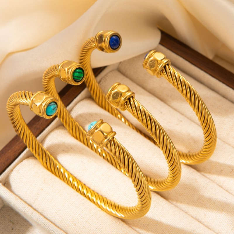 Cross-border Diamond Twist Bracelet 18K Gold Plated Light Luxury Bracelet Thread Design Lapis Lauce Torsion Men's Bracelet