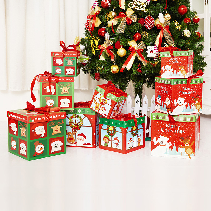 クリスマス装飾品クリスマス積み上げギフトボックスデパートスーパーのショーウインドー装飾雰囲気配置紙ギフトボックス|undefined