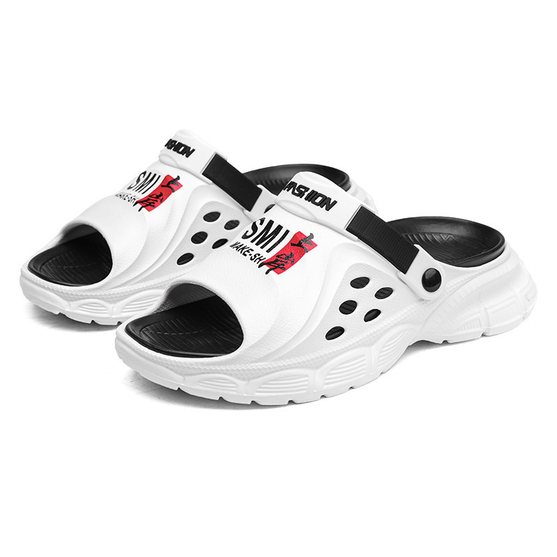 Zapatillas red para hombres de verano juveniles antideslizantes de fondo suave de dos usos deportivos para hombres pisando mierda sensación de playa zapatillas frías