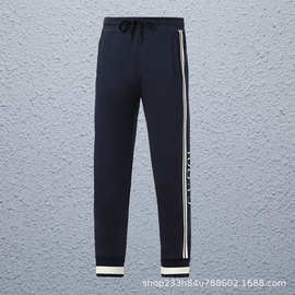 正确版本精品2025春夏新款拼接织带休闲裤运动卫裤一件代发情侣款