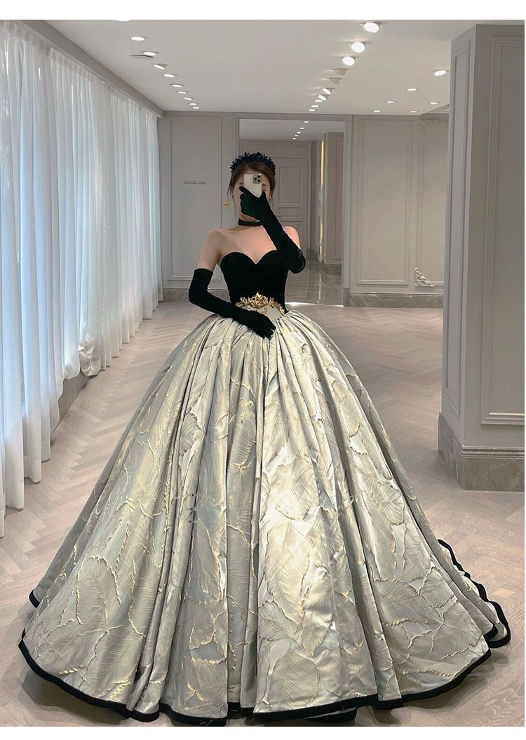 Đầm dạ hội nữ ôm body phong cách Hepburn, cổ halter, dáng đuôi cá — Màu đen, Màu đen đuôi cá chi tiết 17