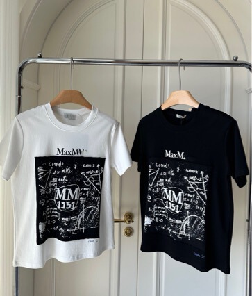 Correct Version Max26S New Blackboard Equation T-Shirt for Women, European and American Style Cotton Summer Short-Sleeve T-Shirt, Heavy-Duty T-Shirt