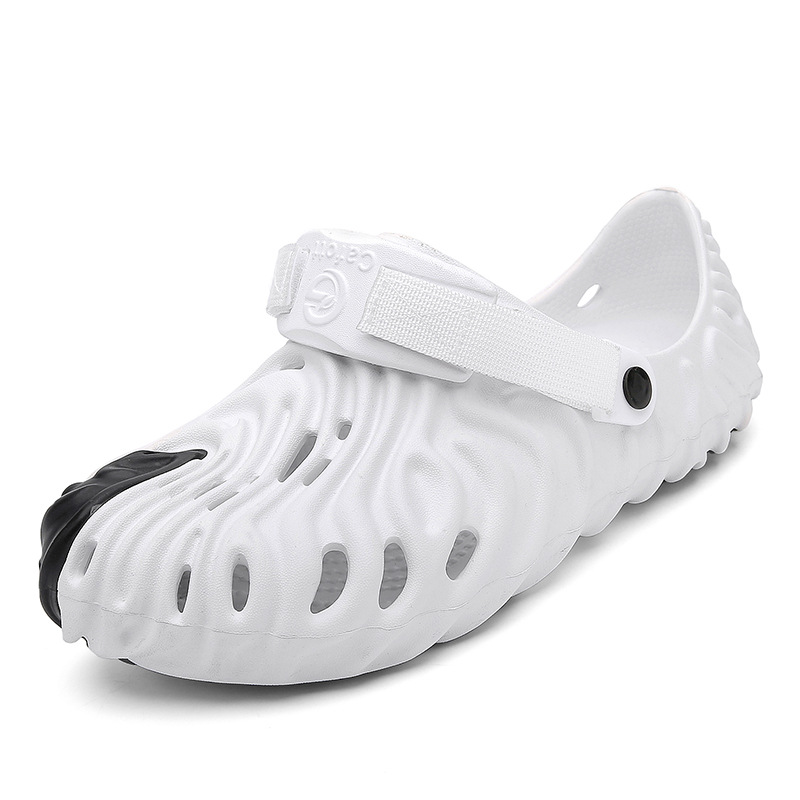 Huella digital agujero zapatos personalidad hombres 2023 verano casual al aire libre antideslizante plataforma sandalias pareja playa cerrada dedo del pie zapatillas