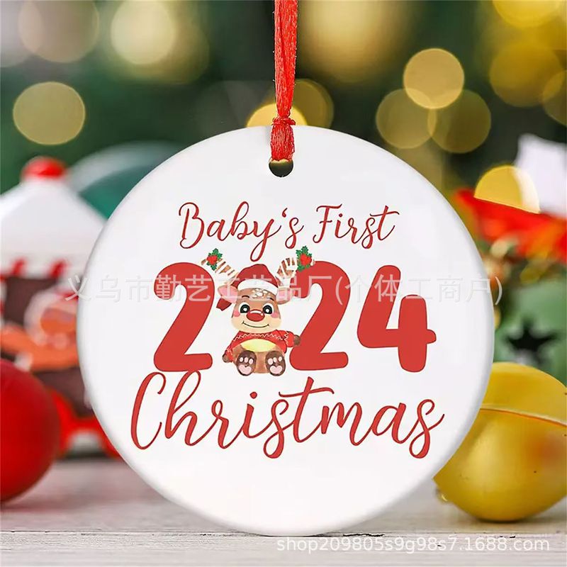 クロスボーダーの熱い円形の陶磁器の工芸品のクリスマスのクリスマスツリーは家族の家のペンダントの装飾を飾ります。|undefined