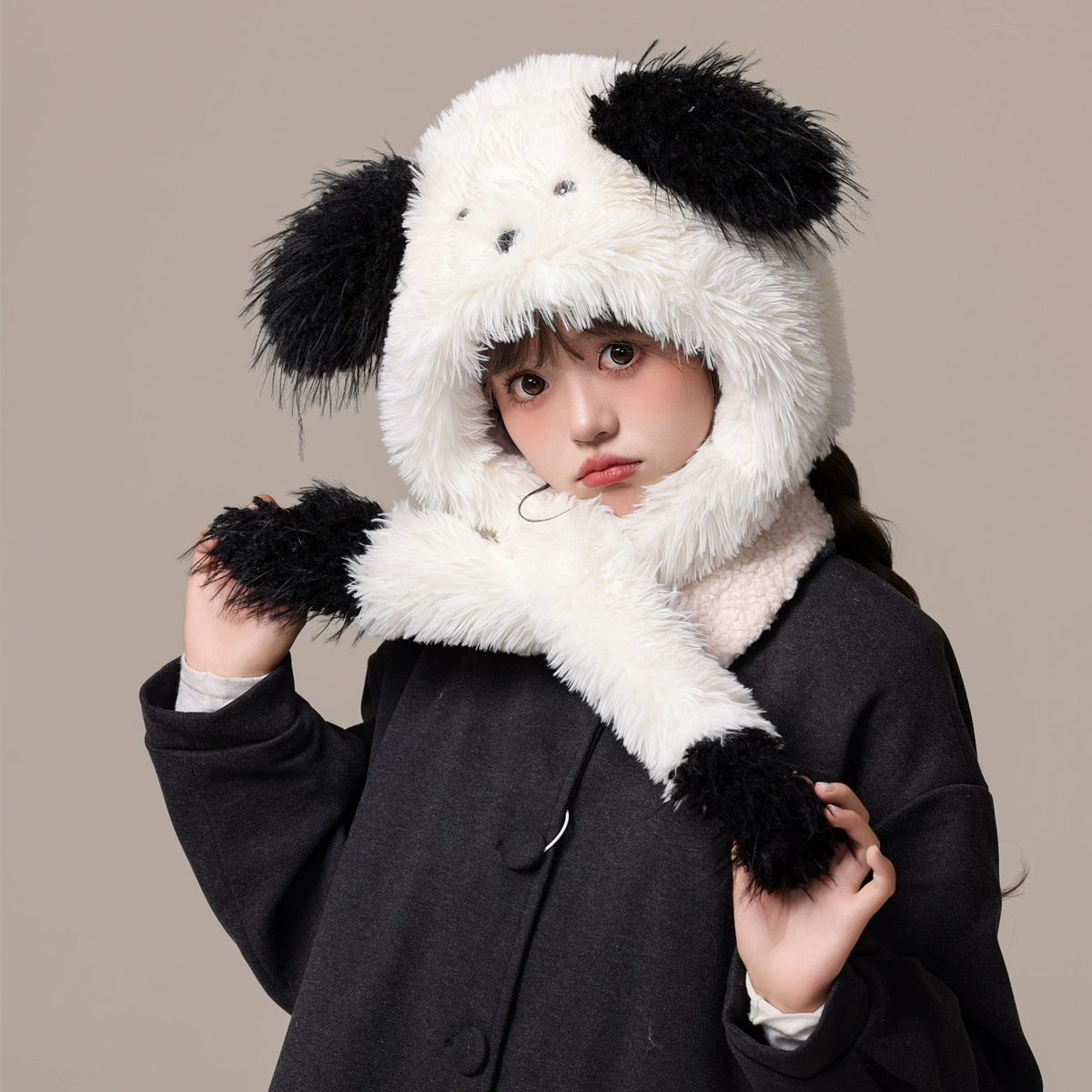 Cute velvet demi-season windproof hat