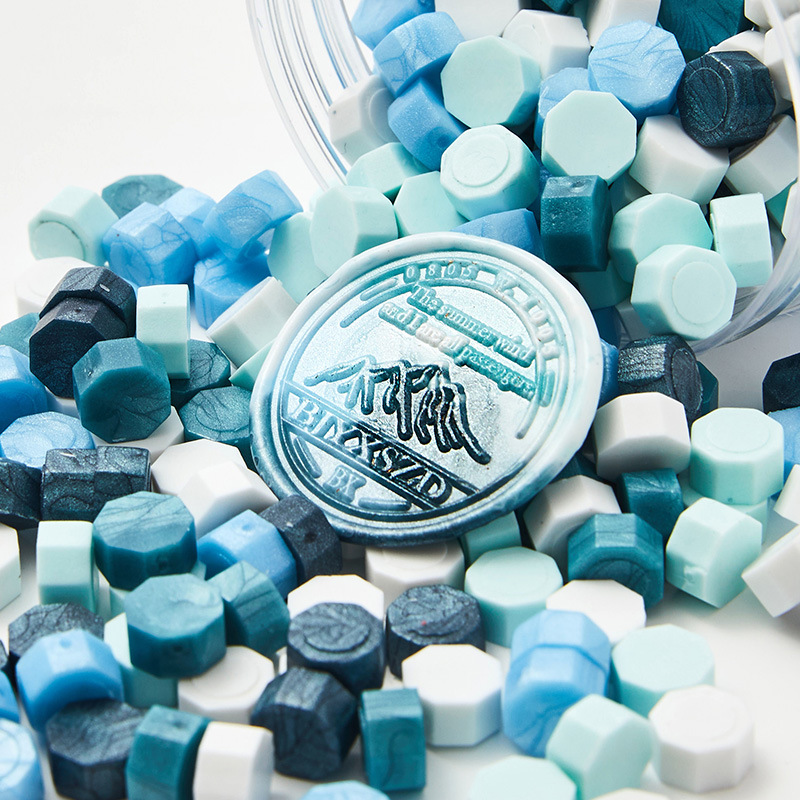 Cera de pintura al fuego, juego completo de sellos de pintura al fuego, octogonal, transparente, colorido, bolsa de colores mezclados, cera, venta al por mayor barata