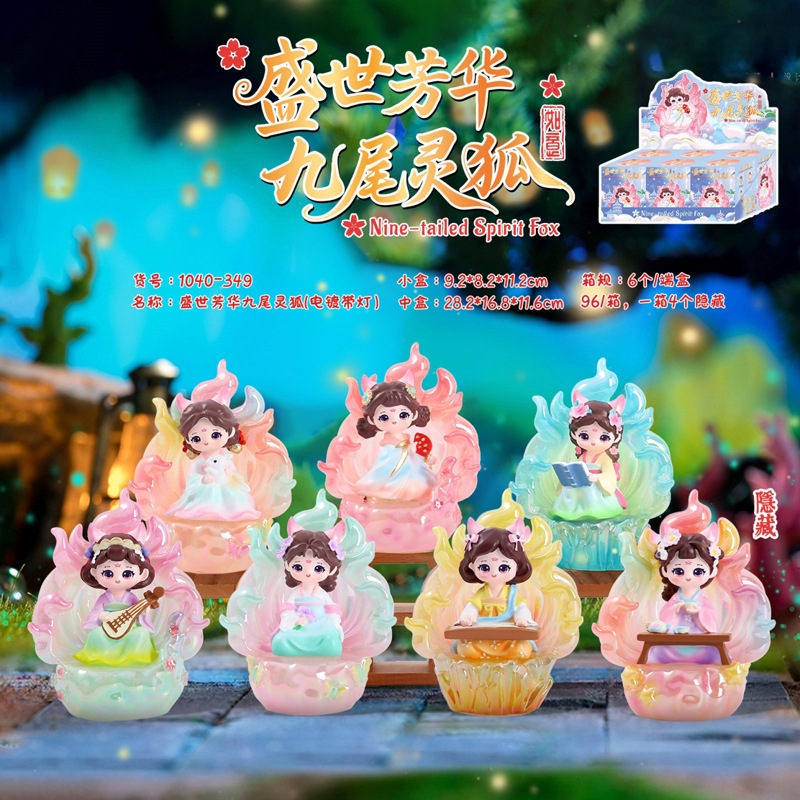 创意古风昆仑九尾狐第三弹盲盒树脂工艺办公桌面电镀摆件礼物批发|undefined