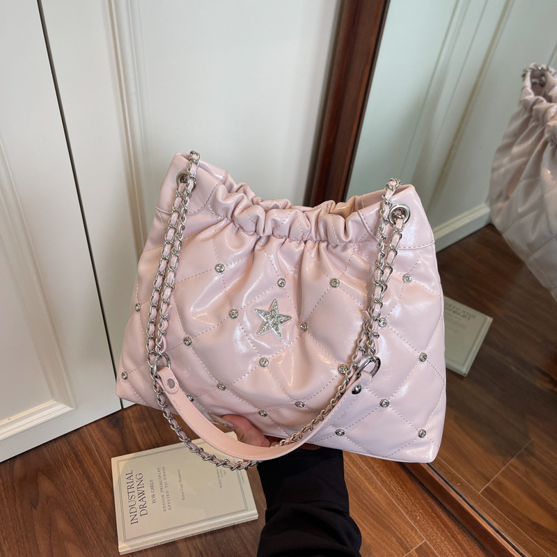 高級小型バッグレディースバッグ新しい夏のシングルショルダークロスボディバッグテクスチャ刺繍ラインダイヤモンドチェーンバッグドロップシッピング|undefined