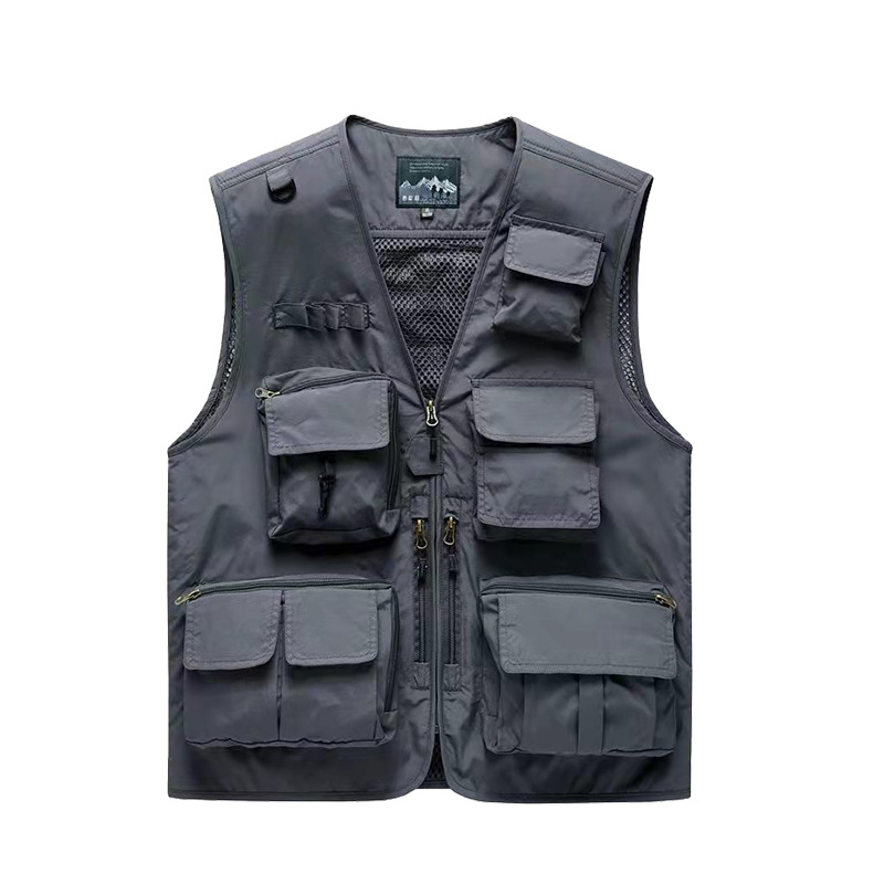 Función de montaña de alta gama para exteriores Chaleco de chaleco multibolsillo Chaleco para fotógrafo de pesca para hombre Chaleco de herramientas personalizado