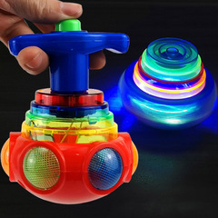 七彩UFO飛碟音樂陀螺電動發光陀螺塑料廣場地攤貨源兒童玩具批發