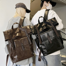 PU背包大容量户外运动旅行电脑包学生书包男士皮包双肩包商务包