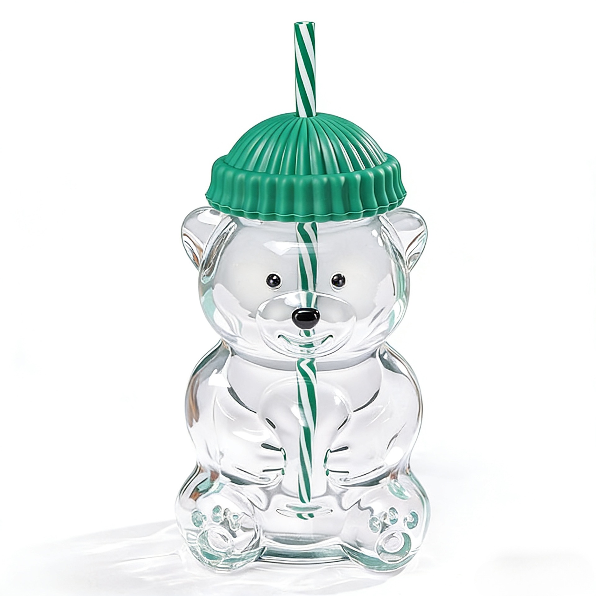Tazas de vidrio de oso transfronterizo explosión alta borosilicona taza de paja transparente resistente a altas temperaturas taza de bebidas Teddy Bear Botella de Boston