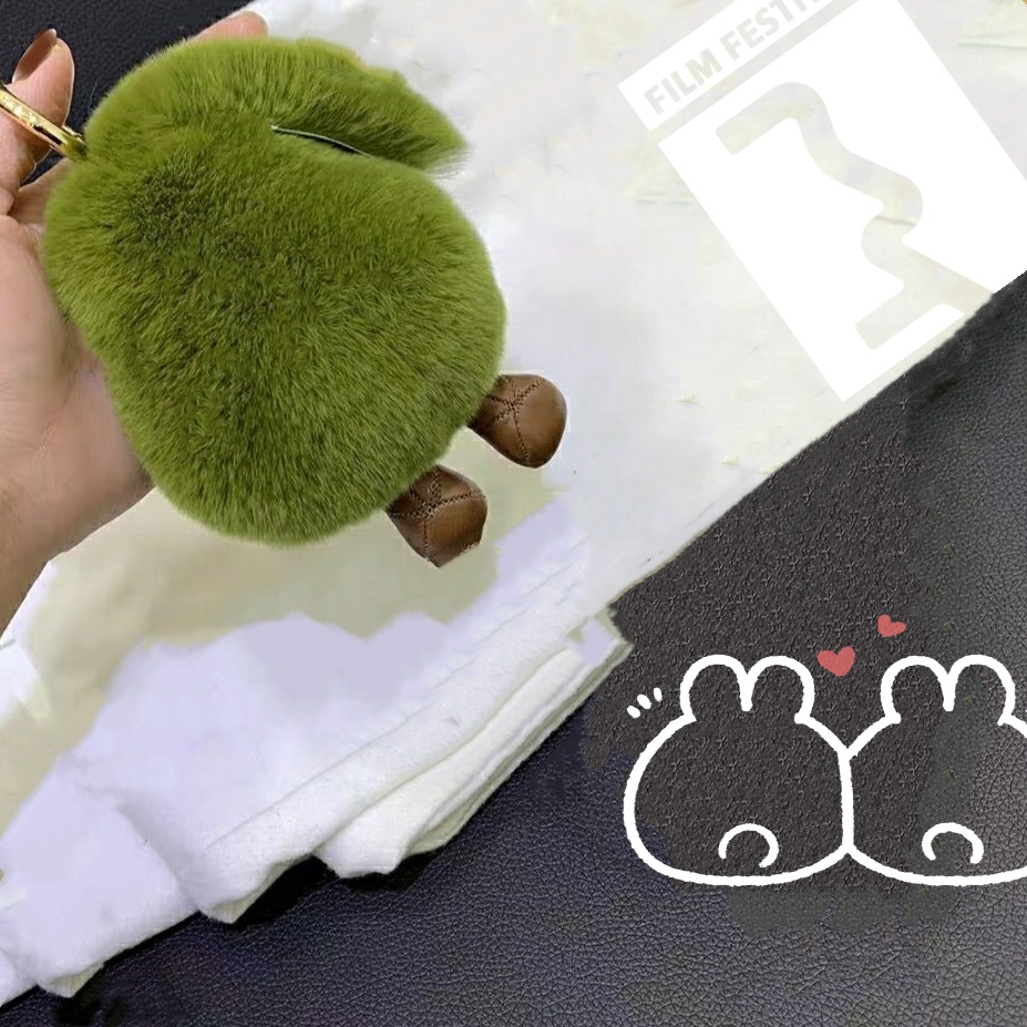 Real Rex conejo de piel aguacate coche llavero colgante ins lindo felpa personalidad muñeca mochila bolsa adornos para las mujeres