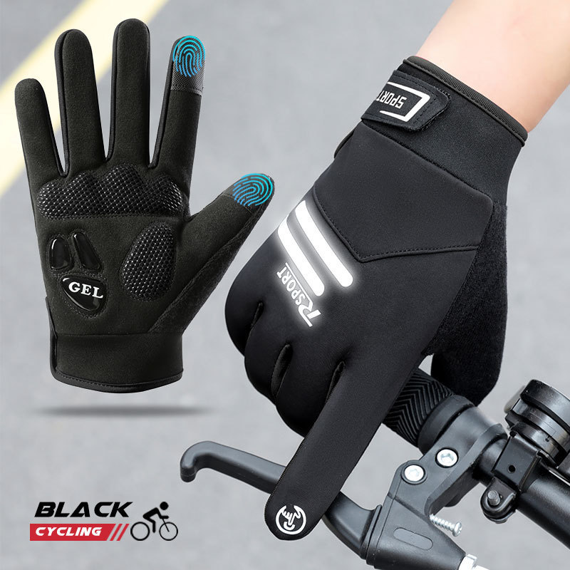 Guantes cálidos de ciclismo Motos para hombres y mujeres Moda más terciopelo Deportes al aire libre Otoño e invierno Pantalla táctil antideslizante Guantes antideslizantes de ciclismo