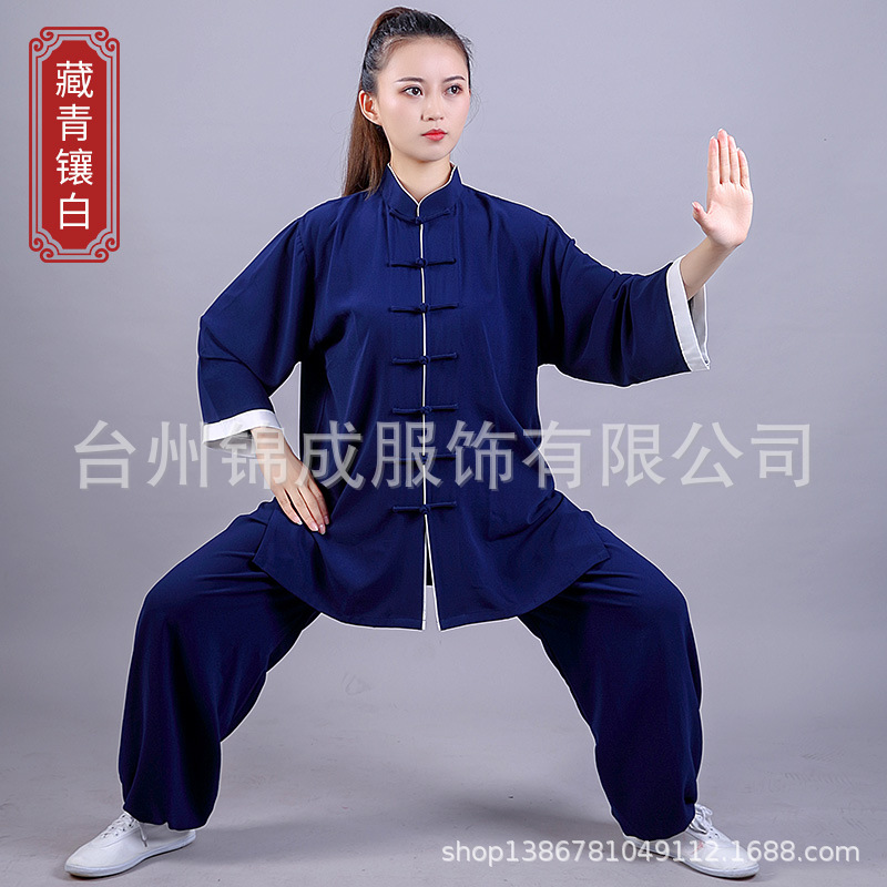Navy blue three-point sleeve-set white