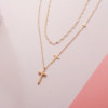 Cross -layer two -layer neck chain Cold fold -collarbone tide gesture style stack jewelry net red necklace direct broadcast supply manufacturers