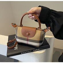 时尚英伦风复古格子饺子包2024新款时尚迷你手提小包包潮流斜挎包