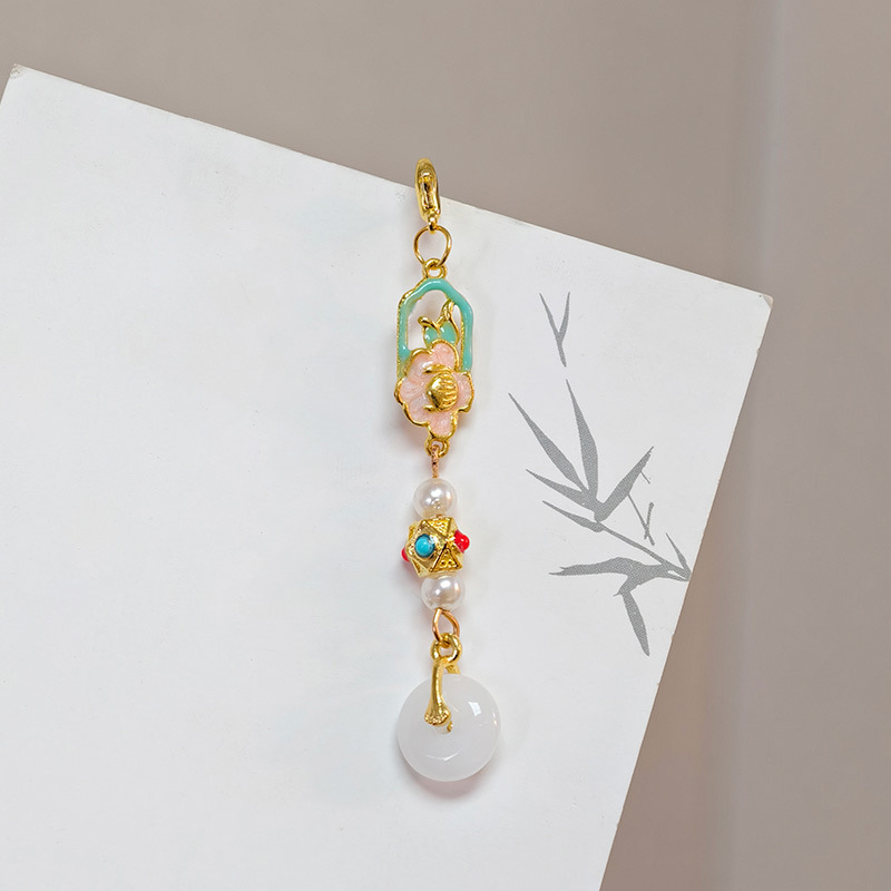 国民スタイル合金竹フレッシュピンクフラワーペンダント中国ベルペンダント古代スタイルチャイナ韓服衣類アクセサリー