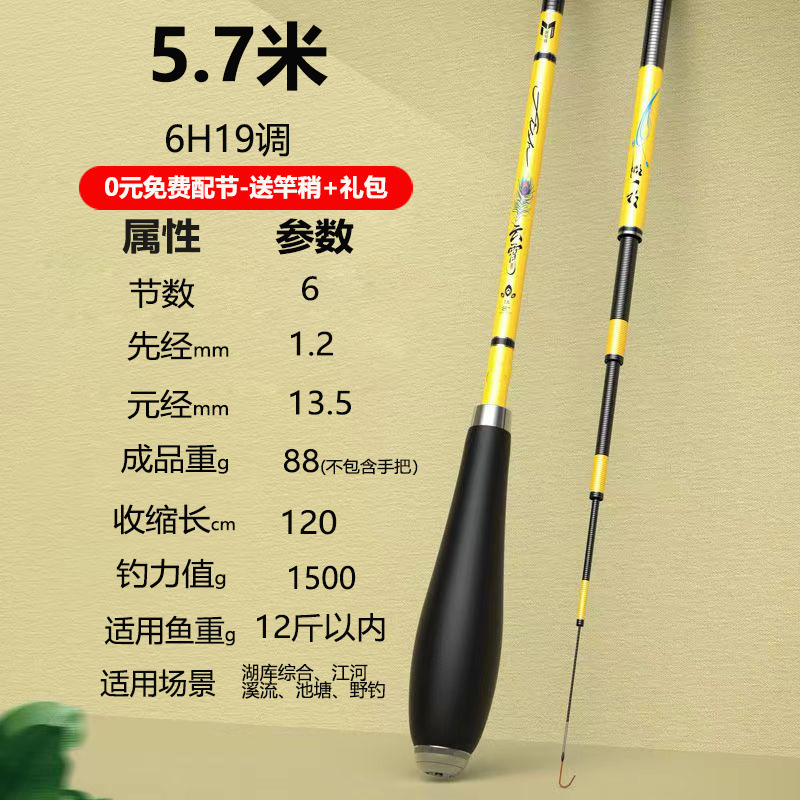 鲫鱼竿手竿调调超轻超细超硬台钓竿碳素钓鱼竿手竿鲫鱼杆极细|undefined