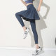 Fake Two-piece Pocket Yoga Pants Spring and Summer Thin High Waist Belly Tight Outer Wear Riding Pants Cropped Shark Pants Denim plus size