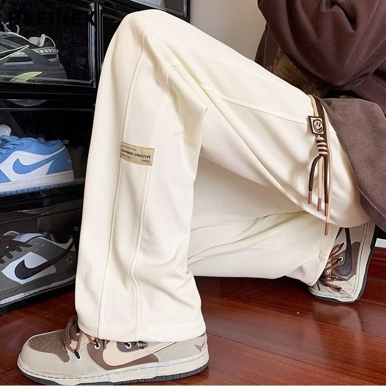 Summer thin sports casual pants men's sweatpants 2024 New High Street American straight loose draping trousers