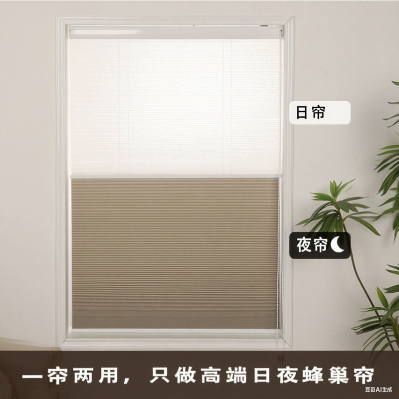 Day and Night Honeycomb Curtain Classroom Sunshade Curtain Office Household Electric Curtain Full Shading Day and Night Curtain Finished Honeycomb Curtain