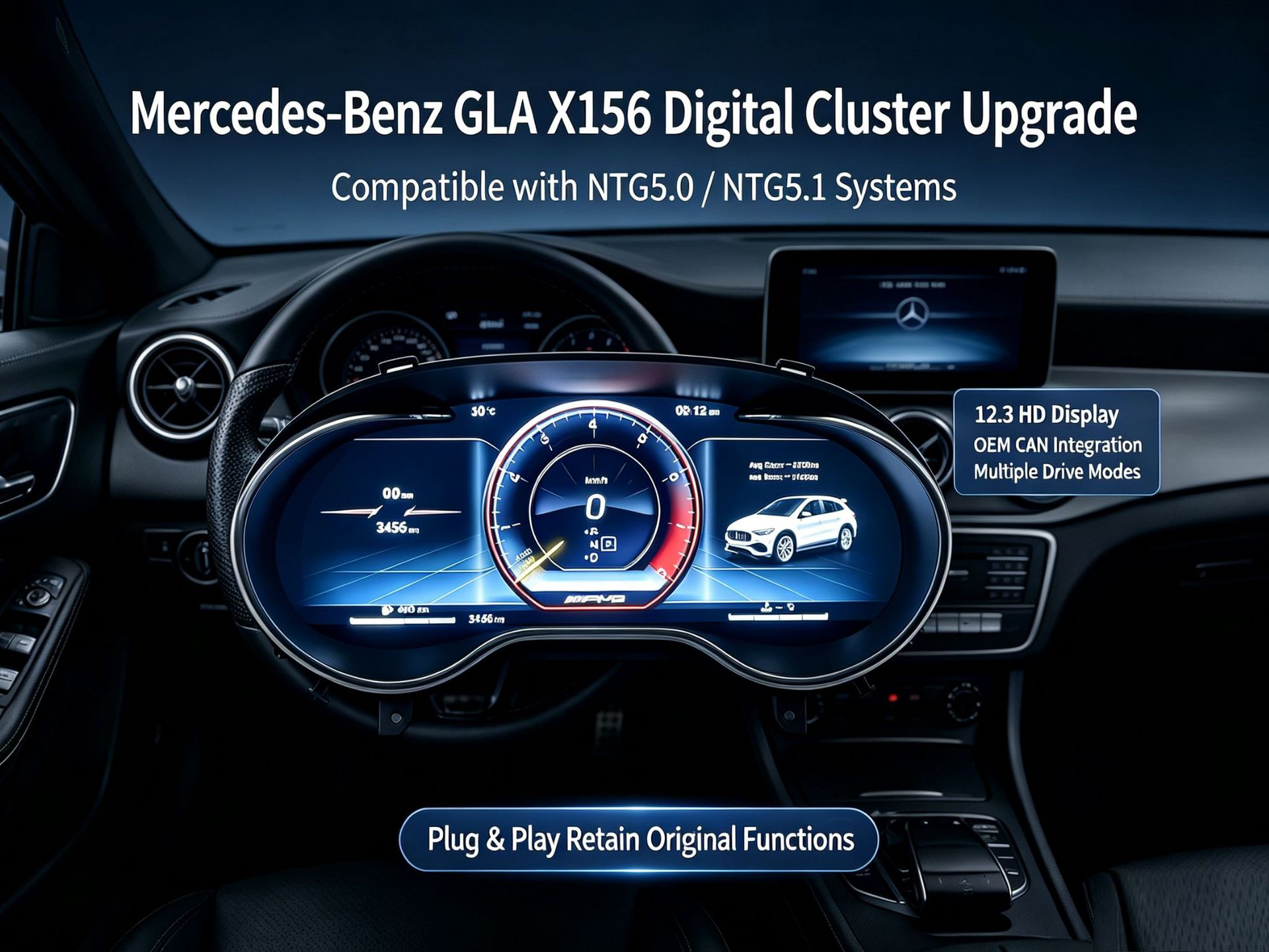 Suitable for Mercedes-Benz W176 W11 X156 Gla Cla A-Class Ntg5.0 Plug-And-Play Full Lcd Instrument Panel