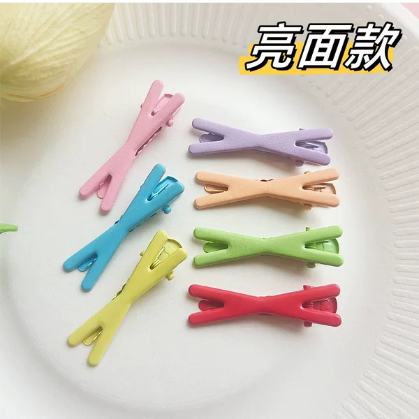 4.5cm Candy-Colored Painted Duckbill Clip with Marked Broken Hair Clip Simple Girl X Clip Dopamine Popular Clip Hair Accessory