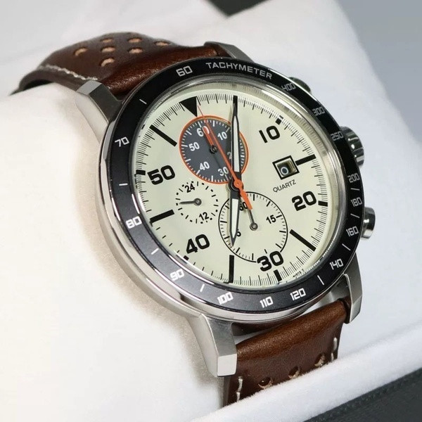 2021 WISH – Relógio masculino de quartzo com pulseira de couro, estilo “Iron Six Needles”, para negócios e moda internacional – fornecido diretamente pelo fabricante