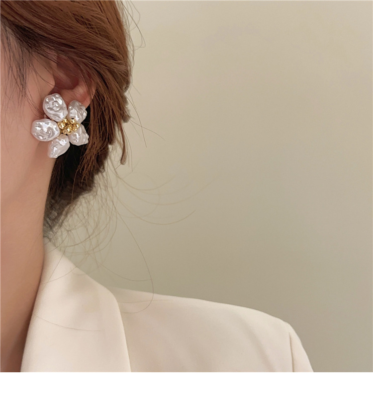 Silver Ear Needle Material 1 Pair Elegant Glam Sweet Flower Imitation Pearl Ear Studs
