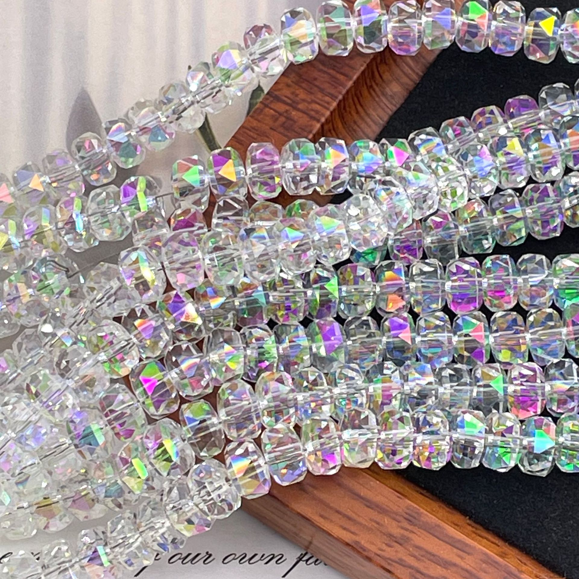 8mm Rainbow Wheel Jingjing Diy Jewelry Este embrión Vidrio Cristal Jewelry Pulsera Collar Moda Jewelry Accesorios dispersos