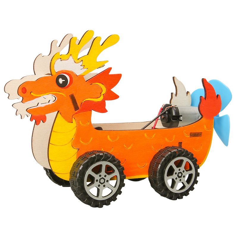 Dragon Boat Wind Car Dragon Boat Festival Escuela primaria Ciencia y tecnología Pequeña producción Rompecabezas de bricolaje Artesanía Ciencia Experimento Material didáctico Material