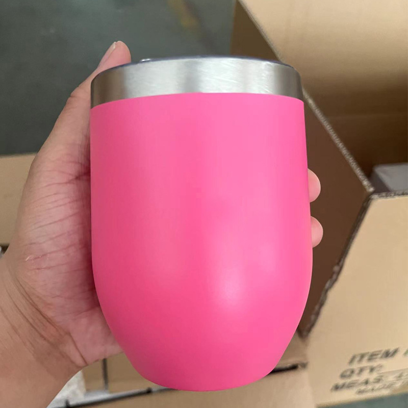 Taza de huevo transfronteriza 12oz 304 de acero inoxidable de doble capa aislada en forma de U copa de vino tinto trago huevo taza grande del vientre