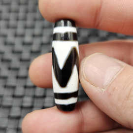黑白虎牙天珠路路通玉石散珠diy手链项链佛珠配件珠子饰品珠批发