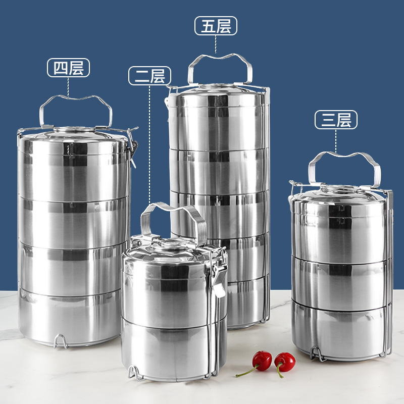 Acero inoxidable 304 portátil de gran capacidad cesta de alimentos multi-capa Bento anti-scald Bento caja de almuerzo aislado
