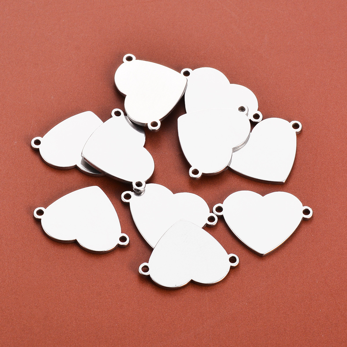 304 Stainless Steel Material Customization Laser Engraving, Heart Shape Pattern Casual, Simple Style, Streetwear Style 10 PCS/Package 13*18mm 304 Stainless Steel Customization Laser Engraving Heart Shape Pendant DIY Jewelry Accessories